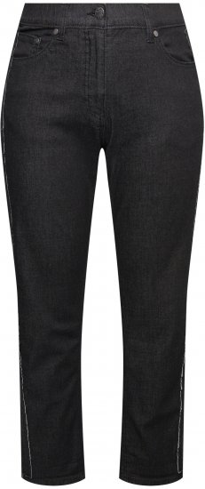 Ulla Popken Raw Denim Stripe Stretch Fit Jeans Black - Jeans & Pantalons Femme Grandes Tailles – Plus Size - 