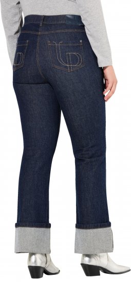 Ulla Popken Turn Up Hem Wide Leg Mary Jeans Grey Denim - Jeans & Pantalons Femme Grandes Tailles – Plus Size - 