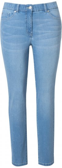 Ulla Popken Rhinestone Detail Stretch Fit Jeans Light Blue Denim - Jeans & Pantalons Femme Grandes Tailles – Plus Size - 