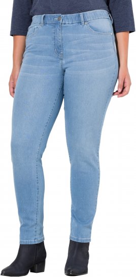 Ulla Popken Rhinestone Detail Stretch Fit Jeans Light Blue Denim - Jeans & Pantalons Femme Grandes Tailles – Plus Size - 