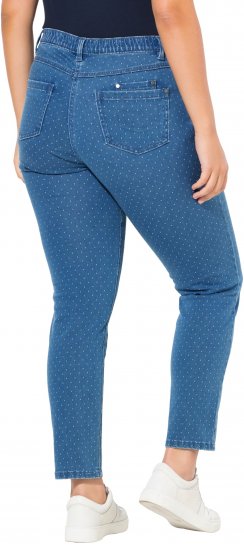 Ulla Popken Polka Dot Stretch Fit Jeans Blue Denim - Jeans & Pantalons Femme Grandes Tailles – Plus Size - 