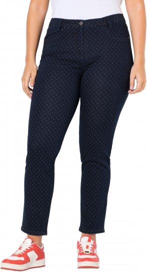 Ulla Popken Polka Dot Stretch Fit Jeans Denim Blue - Jeans & Pantalons Femme Grandes Tailles – Plus Size - 