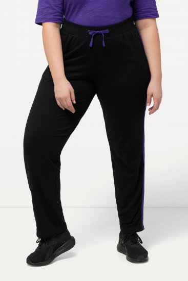 Ulla Popken Striped Elastic Waist Sweatpants Black - Jeans & Pantalons Femme Grandes Tailles – Plus Size - 