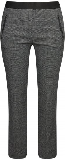 Ulla Popken Plaid Elastic Waist Tapered Leg Pants Black - Jeans & Pantalons Femme Grandes Tailles – Plus Size - 