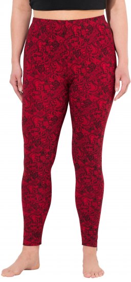 Ulla Popken Lace Print Leggings Red - Jeans & Pantalons Femme Grandes Tailles – Plus Size - 