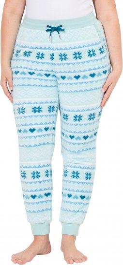 Ulla Popken Alpine Striped Plush Loungewear Pants Blue - Jeans & Pantalons Femme Grandes Tailles – Plus Size - 