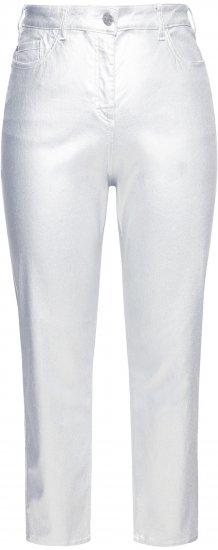 Ulla Popken Metallic Stretch Fit Mom Jeans Silver - Jeans & Pantalons Femme Grandes Tailles – Plus Size - 