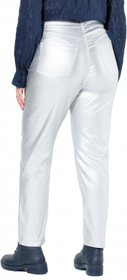 Ulla Popken Metallic Stretch Fit Mom Jeans Silver - Jeans & Pantalons Femme Grandes Tailles – Plus Size - 