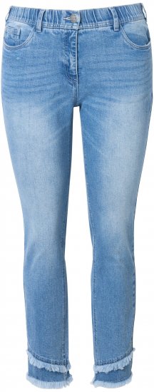 Ulla Popken Double Fringe Hem Stretch Fit Jeans Light Blue Denim - Jeans & Pantalons Femme Grandes Tailles – Plus Size - 