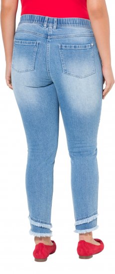 Ulla Popken Double Fringe Hem Stretch Fit Jeans Light Blue Denim - Jeans & Pantalons Femme Grandes Tailles – Plus Size - 