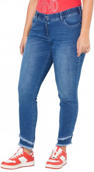Ulla Popken Double Fringe Hem Stretch Fit Jeans Denim Blue - Jeans & Pantalons Femme Grandes Tailles – Plus Size - 