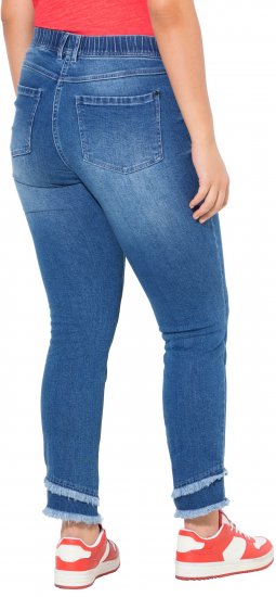 Ulla Popken Double Fringe Hem Stretch Fit Jeans Denim Blue - Jeans & Pantalons Femme Grandes Tailles – Plus Size - 