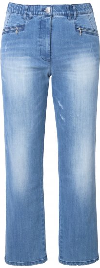 Ulla Popken Tapered Leg Lightly Distressed Jeans Blue Denim - Jeans & Pantalons Femme Grandes Tailles – Plus Size - 