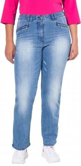 Ulla Popken Tapered Leg Lightly Distressed Jeans Blue Denim - Jeans & Pantalons Femme Grandes Tailles – Plus Size - 