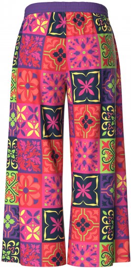 Ulla Popken Tile Print Wide Leg Palazzo Pants Purple - Jeans & Pantalons Femme Grandes Tailles – Plus Size - 