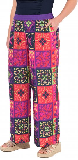 Ulla Popken Tile Print Wide Leg Palazzo Pants Purple - Jeans & Pantalons Femme Grandes Tailles – Plus Size - 