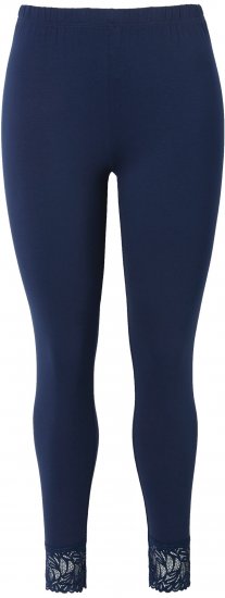 Ulla Popken Lace Trim Leggings Navy - Jeans & Pantalons Femme Grandes Tailles – Plus Size - 