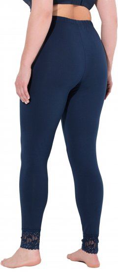 Ulla Popken Lace Trim Leggings Navy - Jeans & Pantalons Femme Grandes Tailles – Plus Size - 