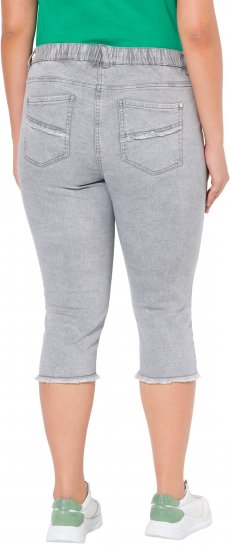 Ulla Popken Denim Fringed Hem Capris Grey - Jeans & Pantalons Femme Grandes Tailles – Plus Size - 