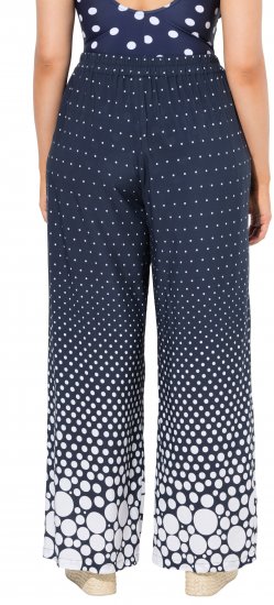 Ulla Popken Dot Gradient Wide Leg Elastic Waist Palazzo Pants Grey - Jeans & Pantalons Femme Grandes Tailles – Plus Size - 