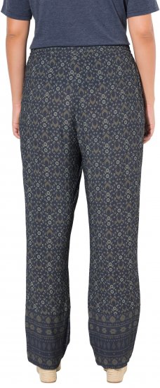 Ulla Popken Geometric Print Elastic Waist Pants Navy - Jeans & Pantalons Femme Grandes Tailles – Plus Size - 