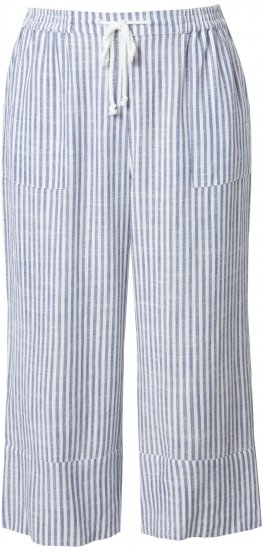 Ulla Popken Coastal Stripe Linen Blend Elastic Waist Culottes Blue - Jeans & Pantalons Femme Grandes Tailles – Plus Size - 