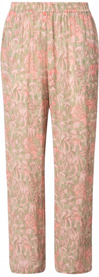 Ulla Popken Safari Print Elastic Waist Pants Green - Jeans & Pantalons Femme Grandes Tailles – Plus Size - 