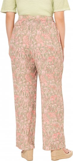 Ulla Popken Safari Print Elastic Waist Pants Green - Jeans & Pantalons Femme Grandes Tailles – Plus Size - 