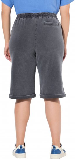 Ulla Popken Indigo Dyed Elastic Waist Jersey Shorts Black - Jeans & Pantalons Femme Grandes Tailles – Plus Size - 