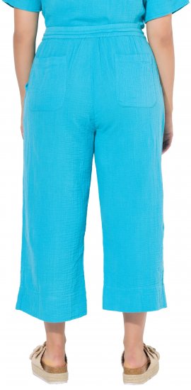 Ulla Popken Muslin Elastic Waist Culottes Blue - Jeans & Pantalons Femme Grandes Tailles – Plus Size - 