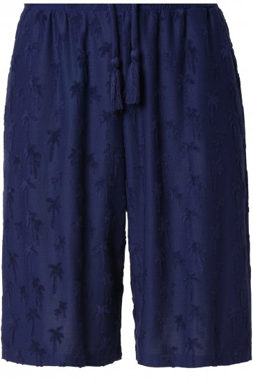 Ulla Popken Terry Cloth Palm Elastic Waist Shorts Blue - Jeans & Pantalons Femme Grandes Tailles – Plus Size - 