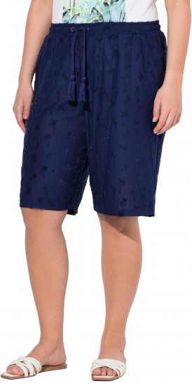 Ulla Popken Terry Cloth Palm Elastic Waist Shorts Blue - Jeans & Pantalons Femme Grandes Tailles – Plus Size - 