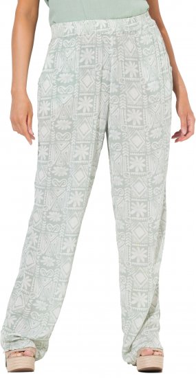 Ulla Popken Mosaic Print Elastic Waist Pants White - Jeans & Pantalons Femme Grandes Tailles – Plus Size - 