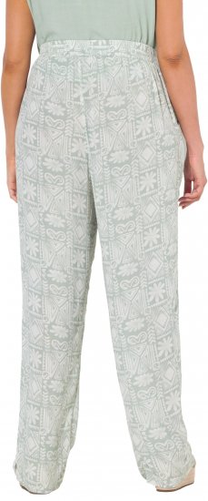 Ulla Popken Mosaic Print Elastic Waist Pants White - Jeans & Pantalons Femme Grandes Tailles – Plus Size - 