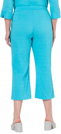 Ulla Popken Textured Elastic Waist Cropped Pants Deep Aqua - Jeans & Pantalons Femme Grandes Tailles – Plus Size - 