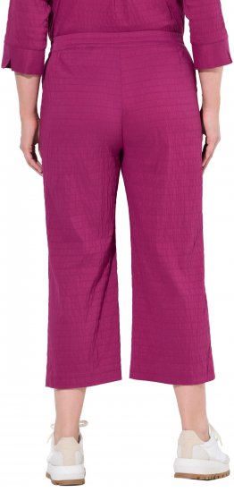 Ulla Popken Textured Elastic Waist Cropped Pants Magnolia Red - Jeans & Pantalons Femme Grandes Tailles – Plus Size - 