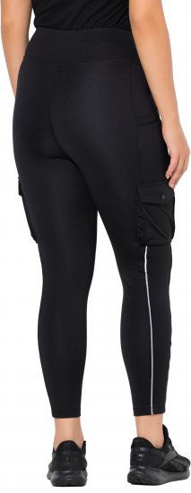 Ulla Popken Cargo Pocket Fleece Lined Sports Leggings Black - Jeans & Pantalons Femme Grandes Tailles – Plus Size - 