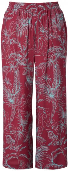 Ulla Popken Wide Leg Elastic Waist Jungle Print Palazzo Pants Brown - Jeans & Pantalons Femme Grandes Tailles – Plus Size - 