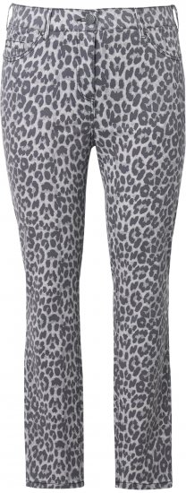 Ulla Popken Slim Leg Leopard Print Stretch Fit Jeans Bright Grey - Jeans & Pantalons Femme Grandes Tailles – Plus Size - 