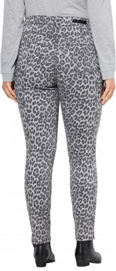 Ulla Popken Slim Leg Leopard Print Stretch Fit Jeans Bright Grey - Jeans & Pantalons Femme Grandes Tailles – Plus Size - 
