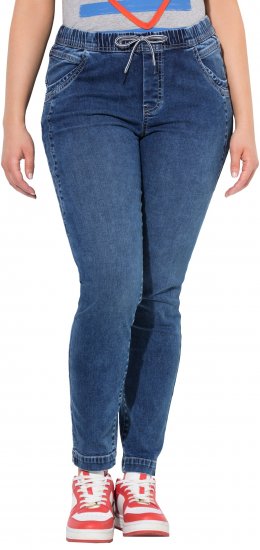 Ulla Popken Drawstring Jeggings Blue - Jeans & Pantalons Femme Grandes Tailles – Plus Size - 