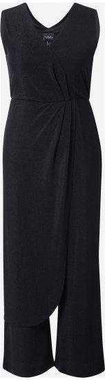 Ulla Popken Draped Sleeveless Glitter Jumpsuit Navy - Jeans & Pantalons Femme Grandes Tailles – Plus Size - 