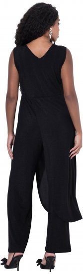 Ulla Popken Draped Sleeveless Glitter Jumpsuit Navy - Jeans & Pantalons Femme Grandes Tailles – Plus Size - 
