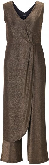 Ulla Popken Draped Sleeveless Glitter Jumpsuit Pearl White - Jeans & Pantalons Femme Grandes Tailles – Plus Size - 