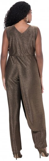 Ulla Popken Draped Sleeveless Glitter Jumpsuit Pearl White - Jeans & Pantalons Femme Grandes Tailles – Plus Size - 