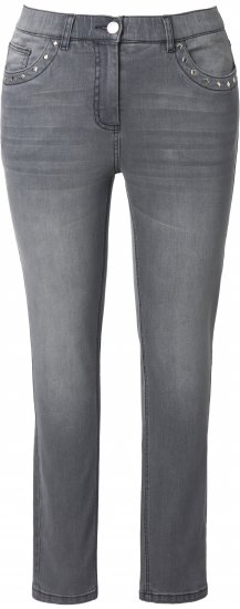 Ulla Popken Rivet Studded Stretch Fit Jeans Grey Denim - Jeans & Pantalons Femme Grandes Tailles – Plus Size - 