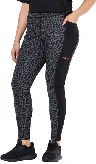 Ulla Popken Quick Drying Leopard Print Sport Leggings Black - Jeans & Pantalons Femme Grandes Tailles – Plus Size - 