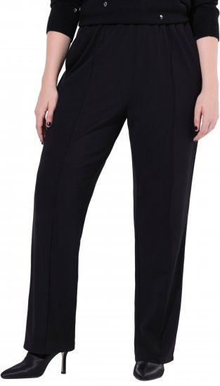 Ulla Popken Rose Wide Leg Stretch Waist Trousers Black - Jeans & Pantalons Femme Grandes Tailles – Plus Size - 