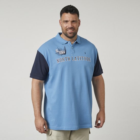 North Latitude 61131 Polo Piqué avec Manches Contrastées et Broderie Bleu - Polos - Polos homme grande taille