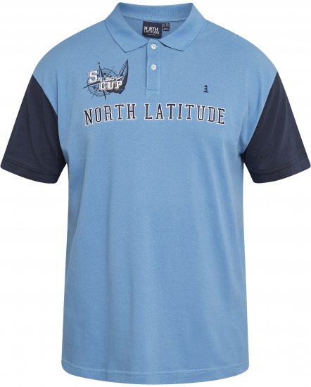 North Latitude 61131 Polo Piqué avec Manches Contrastées et Broderie Bleu - Polos - Polos homme grande taille